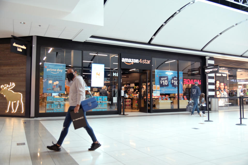 WAYNE, NEW JERSEY - OCTOBER 13: Brick-and-mortar Amazon store opens in the Willowbrook mall on Amazon prime day on October 13, 2020 in Wayne, New Jersey. In 2015, Amazon created Prime day as to attract new members and it continues the tradition this year, despite backlash over Covid concerns, endangerment to, and the mistreatment of workers. (Photo by Michael Loccisano/Getty Images)