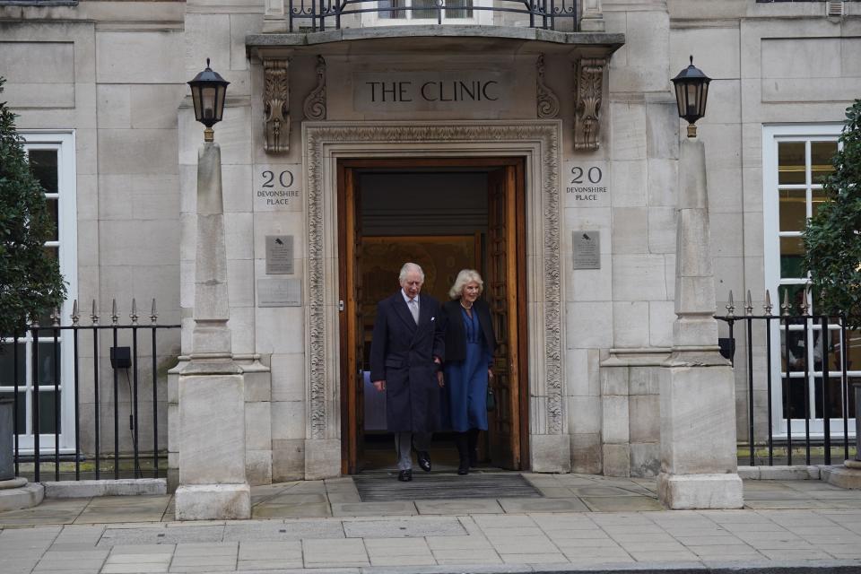 King Charles III departs the London Clinic in central London after spending three nights receiving medical care following treatme (PA)