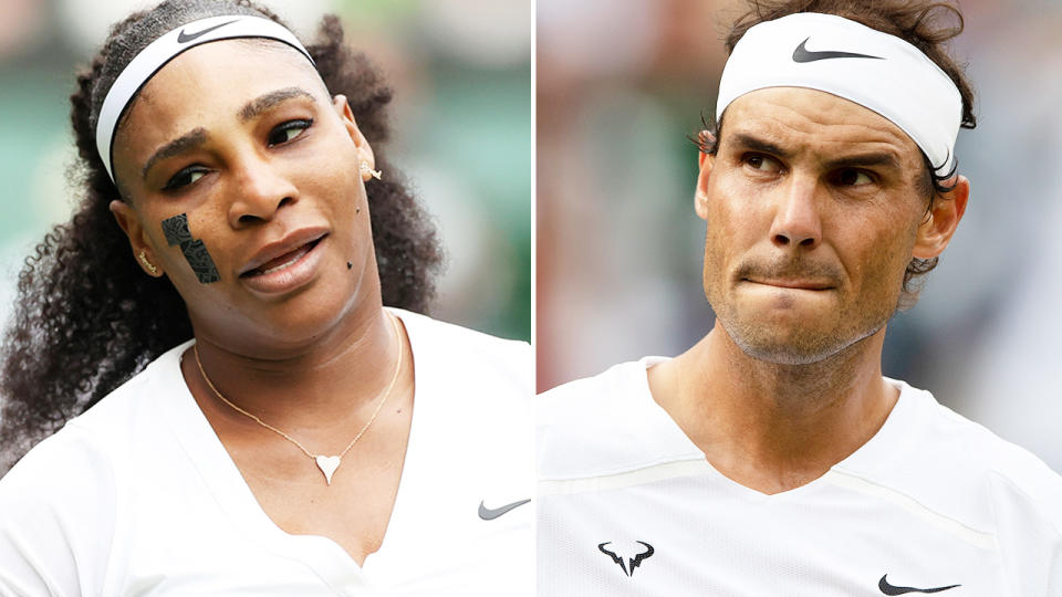 Serena Williams and Rafa Nadal, pictured here in action at Wimbledon.