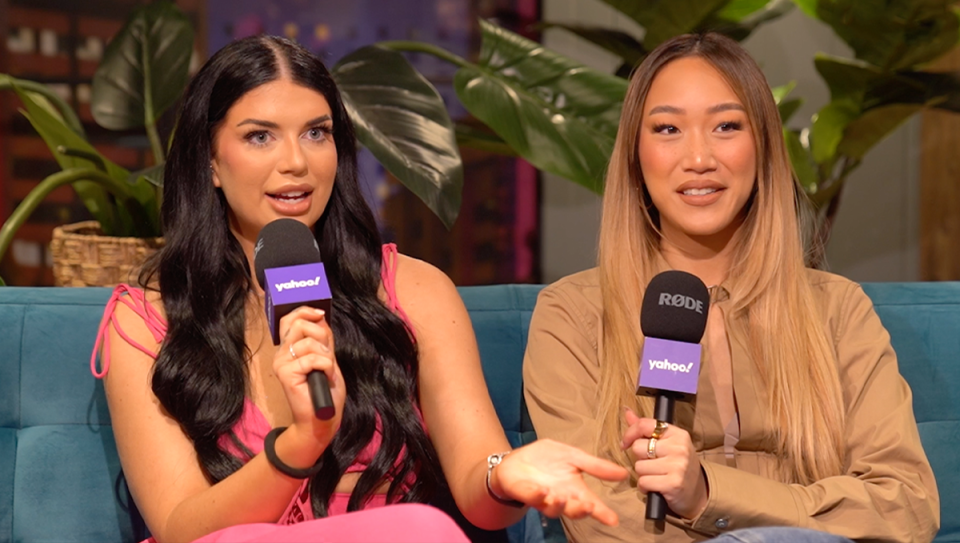 MAFS’ Caitlin McConville and Janelle Han in the Yahoo studio.