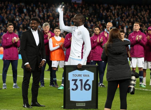 Toure won three Premier League titles at City (Martin Rickett/PA)