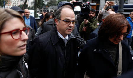 Catalan politician Jordi Turull arrives to the Supreme Court after being summoned and facing investigation for his part in Catalonia's bid for independence in Madrid, Spain, March 23, 2018. REUTERS/Juan Medina