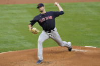 Cleveland Indians starting pitcher Sam Hentges (31) throws during the first inning of a baseball game against the Los Angeles Angels Monday, May 17, 2021, in Los Angeles. (AP Photo/Ashley Landis)