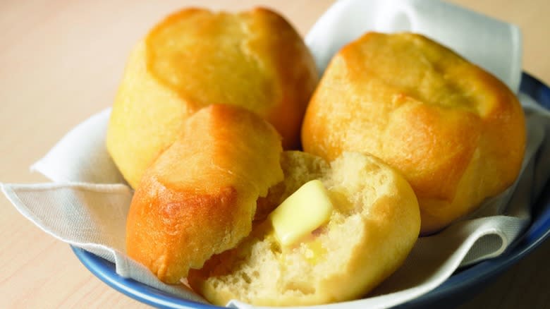 bowl of golden butter rolls