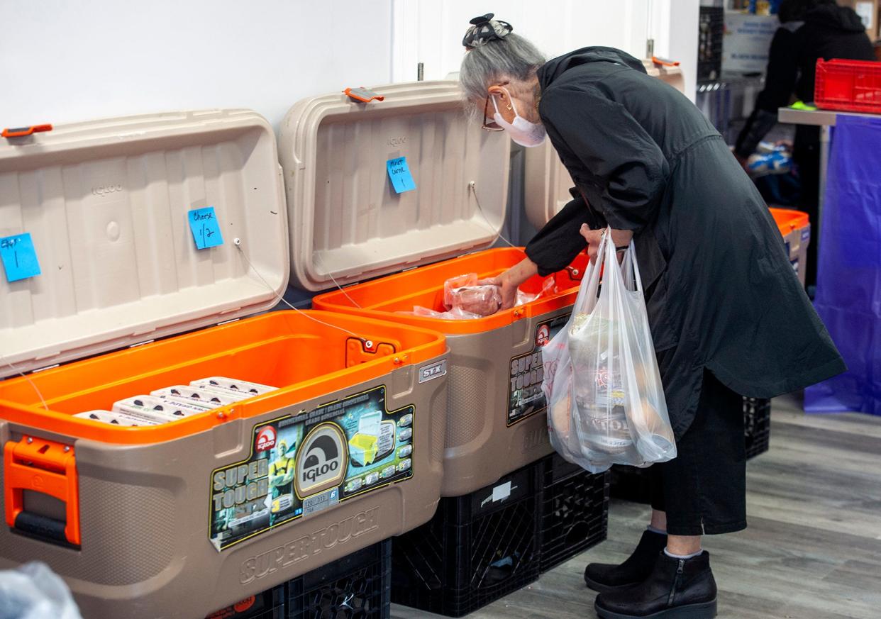 Eggs and meat were made available at the Daniel's Table farmers market inside the nonprofit's temporary location at 56 Park St. in Framingham, April 24, 2024.