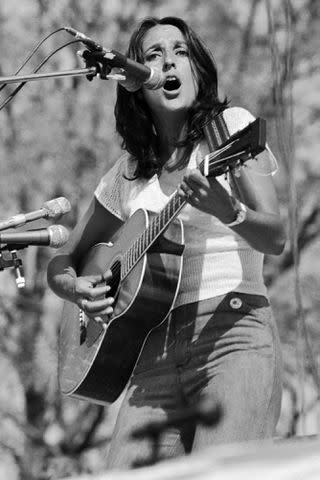 <p>Leif Skoogfors/CORBIS/Corbis via Getty </p> Joan Baez performs in Central Park, New York City