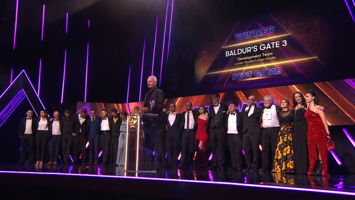  Larian accepting award at BAFTA Game Awards 2024. 