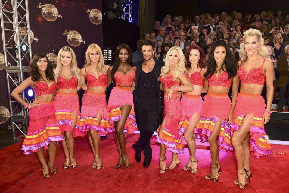 Cha cha: Ola is pictured with the other dancers and Peter Andre in 2015 (Ian West/PA)