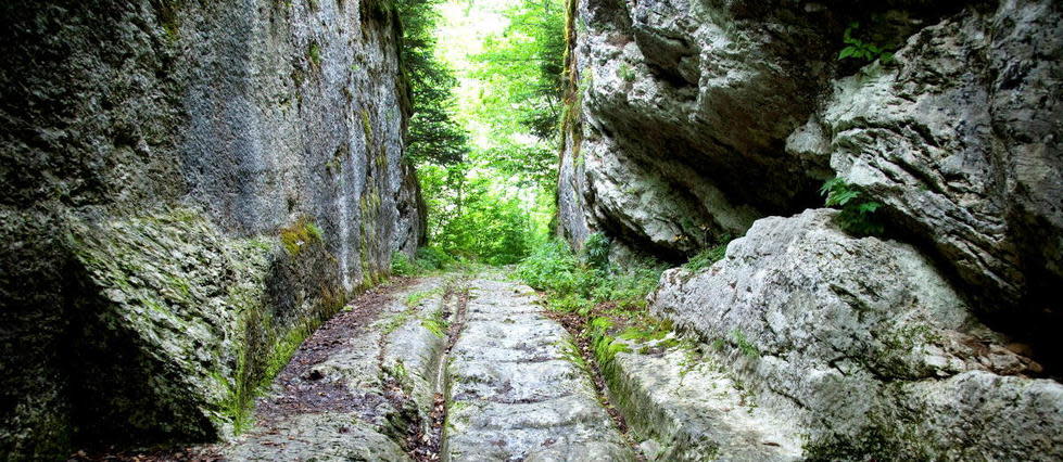 Sur l’axe qui menait, au Moyen Âge, de l’Italie du Nord aux Flandres, le passage de Chalamont, dans le Doub, creusé dans la roche, est situé sur le tracé d’une antique voie celtique puis romaine.
