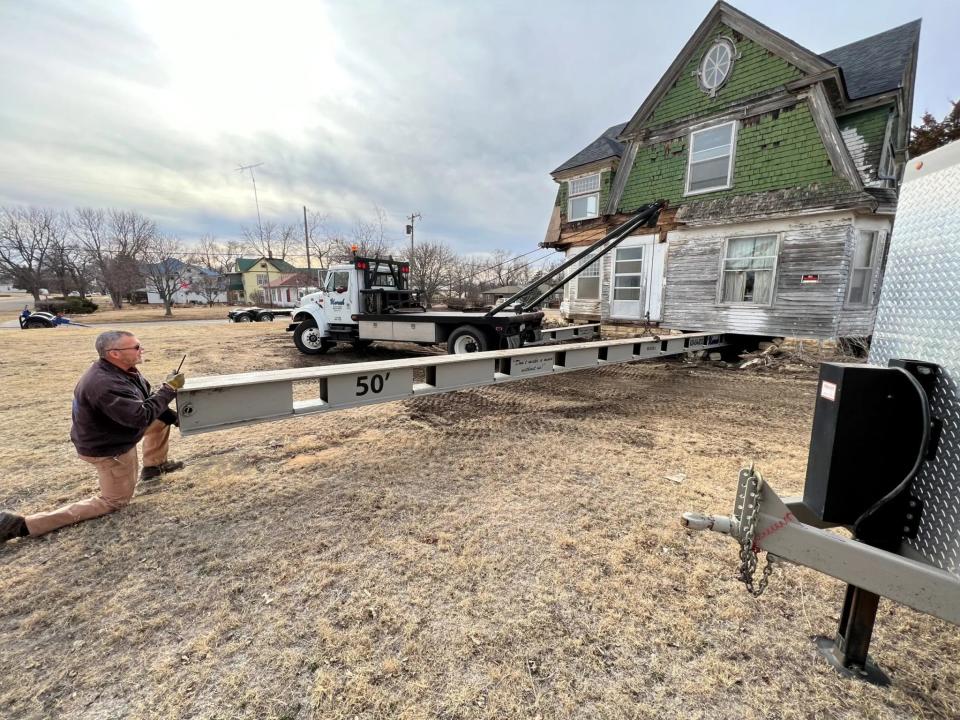 Steel beams held the house in place during the move.