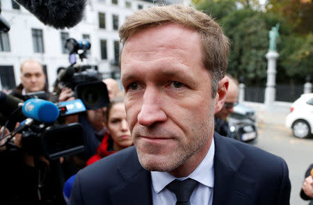 Minister-President of Wallonia Paul Magnette arrives for a meeting on the Comprehensive Economic and Trade Agreement (CETA), a planned EU-Canada free trade agreement, at the Egmont Palace in Brussels, Belgium, October 25, 2016. REUTERS/Francois Lenoir