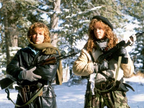 Packing heat: Jennifer Grey and Lea Thompson (Rex Features)