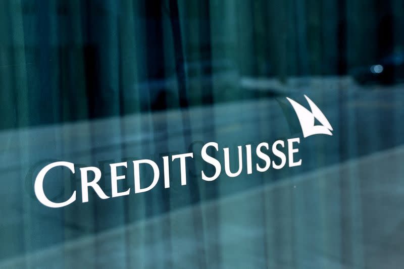 FILE PHOTO: A logo is pictured on the Credit Suisse bank in Geneva,