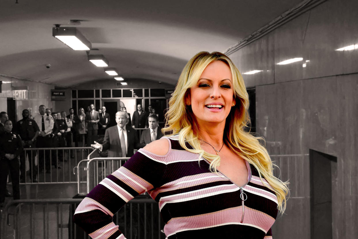 Stormy Daniels; Donald Trump; trial Photo illustration by Salon/Getty Images