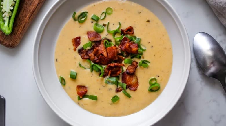 Beer cheese soup with bacon