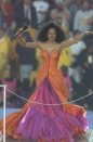 We don't think Ms Ross's outfit needs much explaining from the 1996 Superbowl halftime performance. Colour blocking? Tick. Chic gown? Tick. A fully-fledged music legend to wear it? Tick. Bow down.