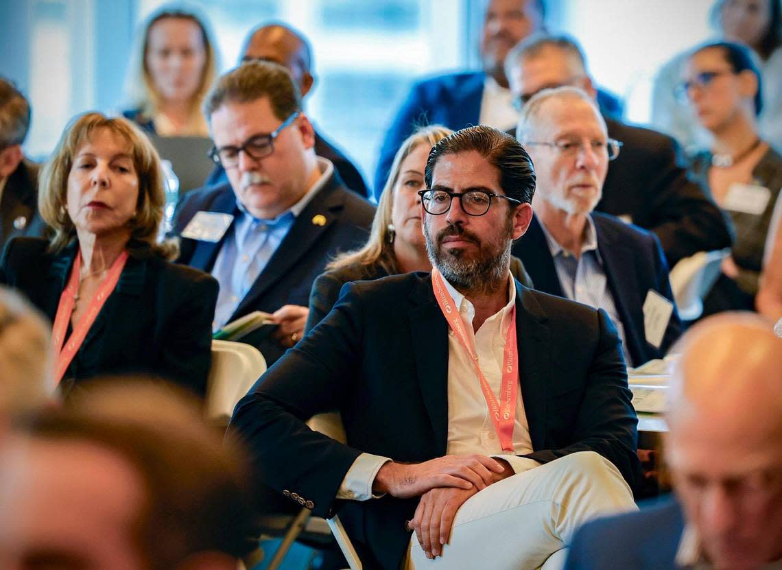 David Martin, CEO of Terra, listens to speakers during the Miami Leadership Local conference at Bilzen Sumberg in Miami on Friday, October 27, 2023. Al Diaz/adiaz@miamiherald.com