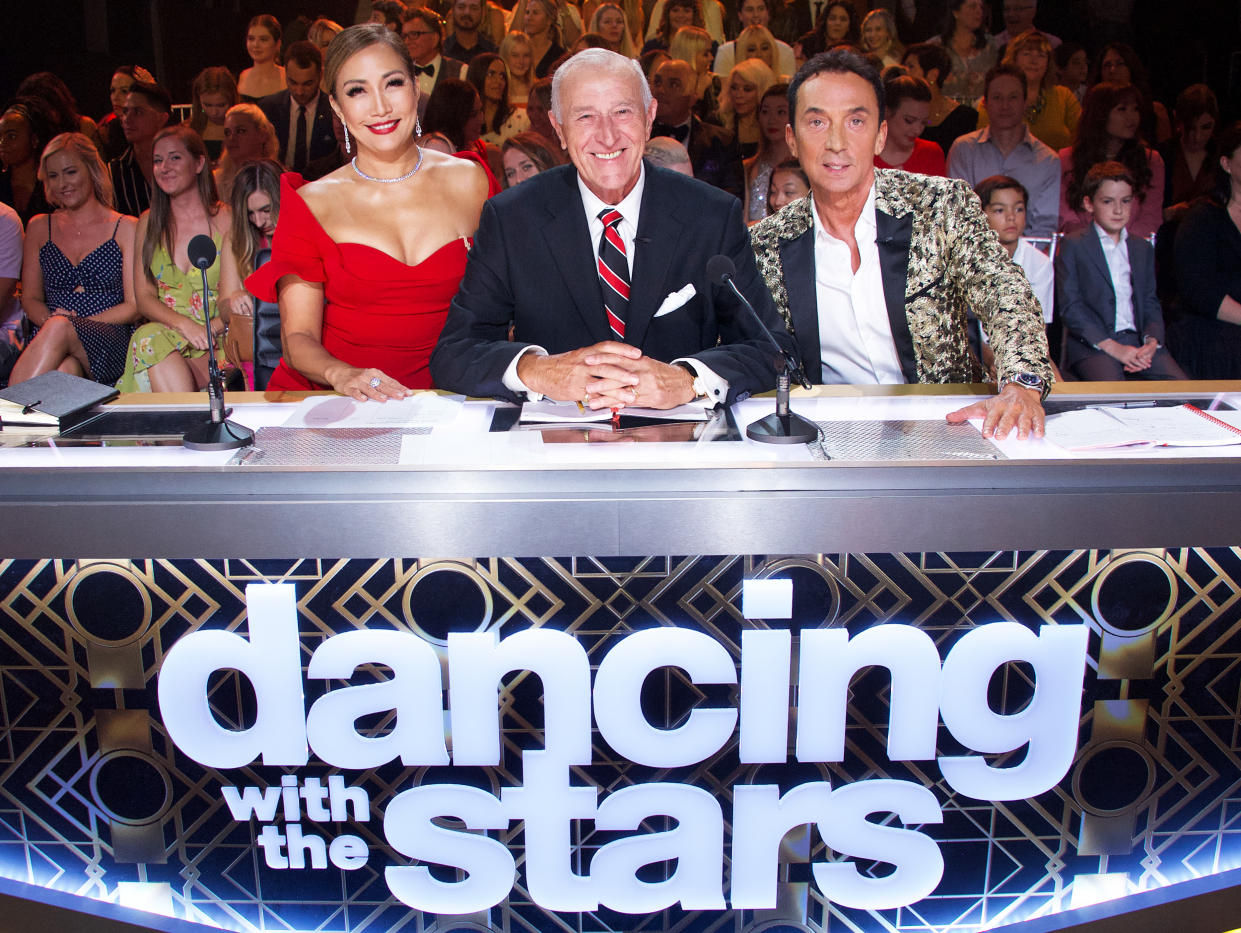 Carrie Ann Inaba, Len Goodman, and Bruno Tonioli in season 28 of 