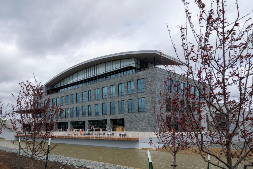 The new West Bank headquarters in West Des Moines, Monday, April 29, 2024.