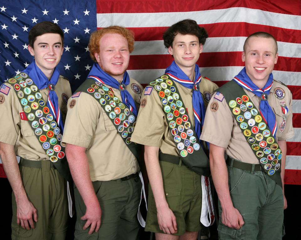 Four members of Troop 120 recently earned their Eagle Scout rank. Pictured, from left, are Timothy Garrett Dolan, Montgomery Andrew Ille, Greg Adam Turner and Logan Michael Kihara.