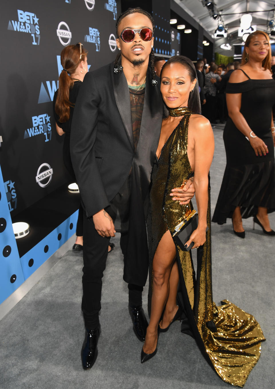 LOS ANGELES, CA - JUNE 25:  August Alsina (L) and Jada Pinkett Smith at the 2017 BET Awards at Staples Center on June 25, 2017 in Los Angeles, California.  (Photo by Paras Griffin/Getty Images for BET)