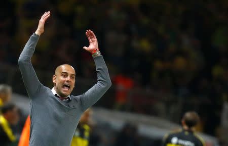 Football Soccer - Bayern Munich v Borussia Dortmund - German Cup (DFB Pokal) Final - Olympiastadion, Berlin, Germany - 21/05/16. Bayern Munich's coach Pep Guardiola during the match. REUTERS/Kai Pfaffenbach