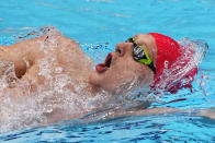 Luke Greenbank, of Britain, swims in a heat of the men's 200-meter backstroke at the 2020 Summer Olympics, Wednesday, July 28, 2021, in Tokyo, Japan. (AP Photo/Petr David Josek)