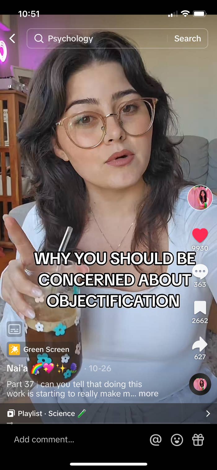 Nai'a speaking in her video titled why you should be concerned about objectification