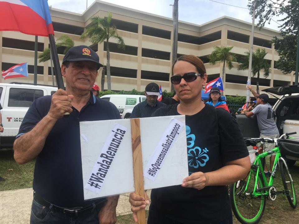 Miriam Melendez, a school teacher in Puerto Rico, and her father Angel Melendez were among the protesters demanding new governor Wanda Vazquez resign even before assuming the office.