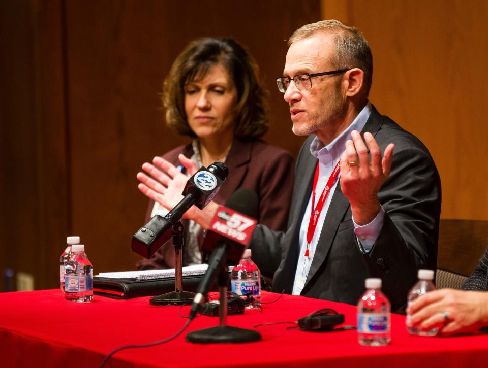 Dr. Robert Einterz, health officer for St. Joseph County, at a coronavirus press conference. He said to expect "more dead women" if exemptions to abortion restrictions aren't included in an impending state law.