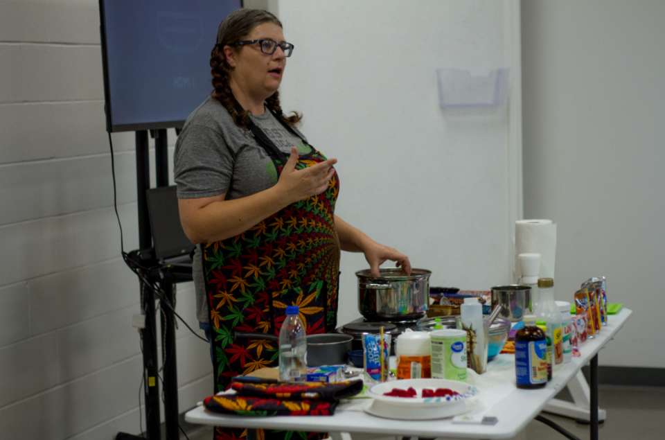 Farrah Garrison, owner of Farijuana Farms, teaches a course on cooking with marijuana. Garrison provides consulting services and teaches classes about cultivating and cooking with marijuana.