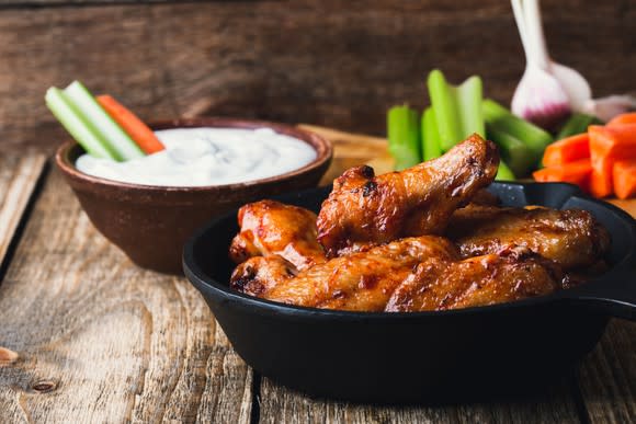 A plate of chicken wings.