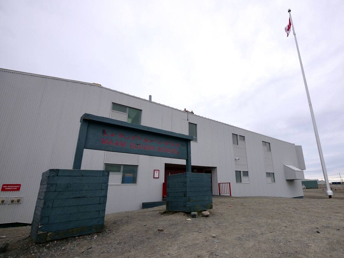 Maani Ulujuk Ilinniarvik High School in Rankin Inlet, Nunavut, was the site of an 18,400-litre fuel spill in 2020. (Matisse Harvey/CBC - image credit)