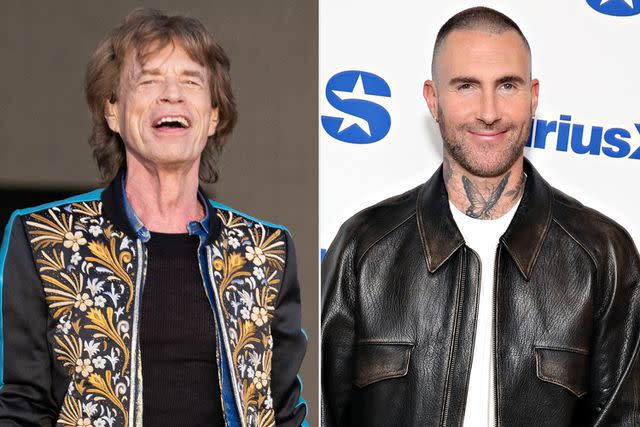 <p>Samir Hussein/WireImage, Cindy Ord/Getty </p> Mick Jagger of The Rolling Stones performs at American Express present BST Hyde Park at Hyde Park on July 3, 2022 in London; Adam Levine visits the SiriusXM Studios on April 9, 2024 in New York City.
