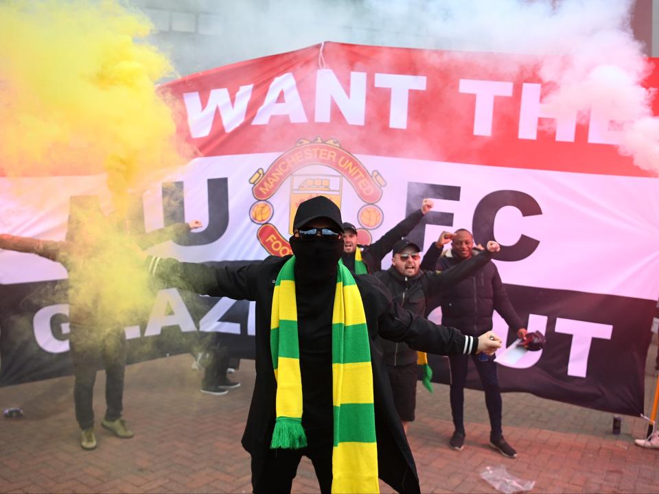 Manchester United supporters protesting outside Old TraffordGetty Images