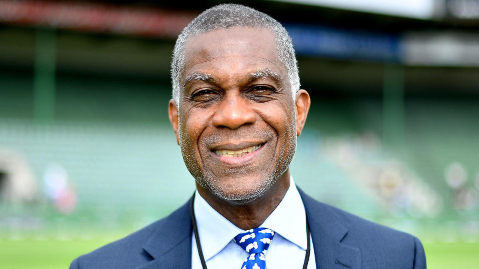 Pictured here, Michael Holding during his time commentating for Sky Sports in Britain.