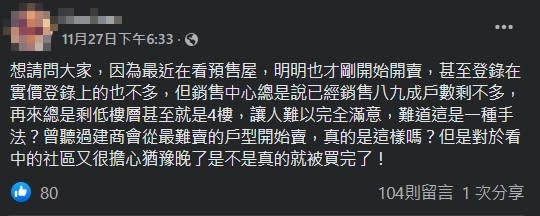 建案「開售即完售」是真是假？過來人曝真實情況：急著要買就輸了