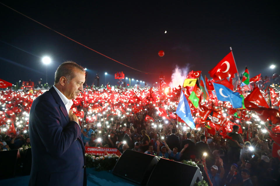 President Recep Tayyip Erdogan thanks supporters