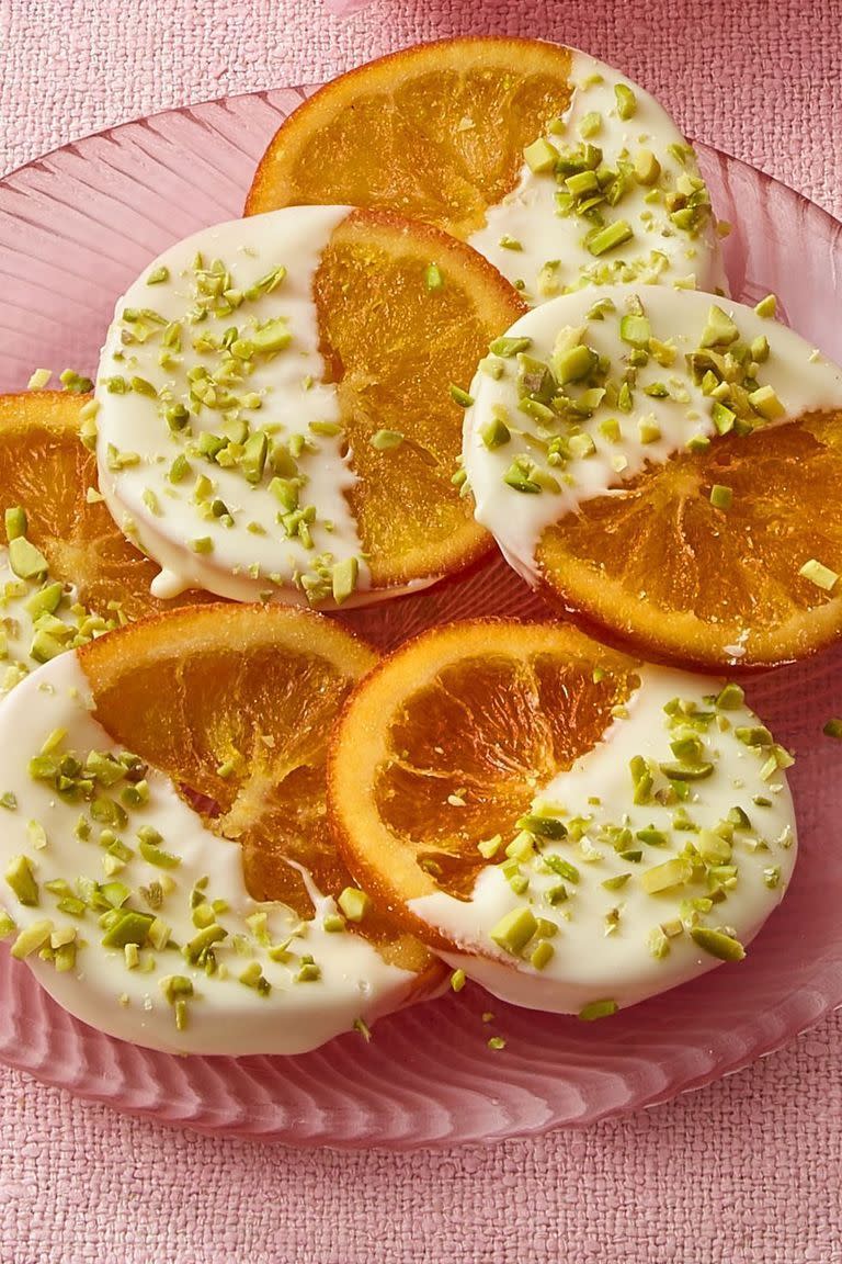 Orange Slices with White Chocolate and Pistachio