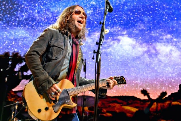 Blackberry Smoke's Charlie Starr. The Southern rock band paid tribute to their fallen drummer, Brit Turner, onstage in Atlanta on Friday. - Credit: TORBEN CHRISTENSEN/AFP/Getty