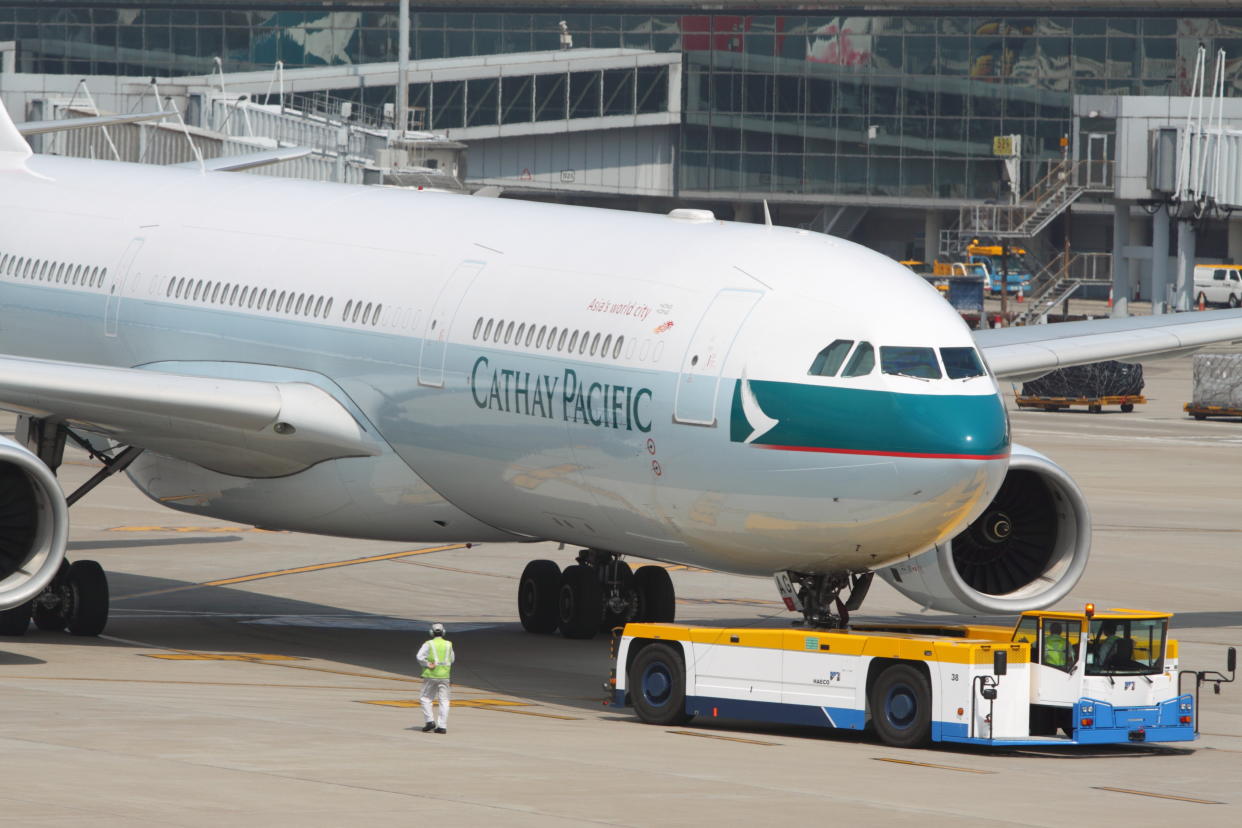 Airbus A330 arrived at the Hong Kong International Airport. Photo: Cathay Pacific