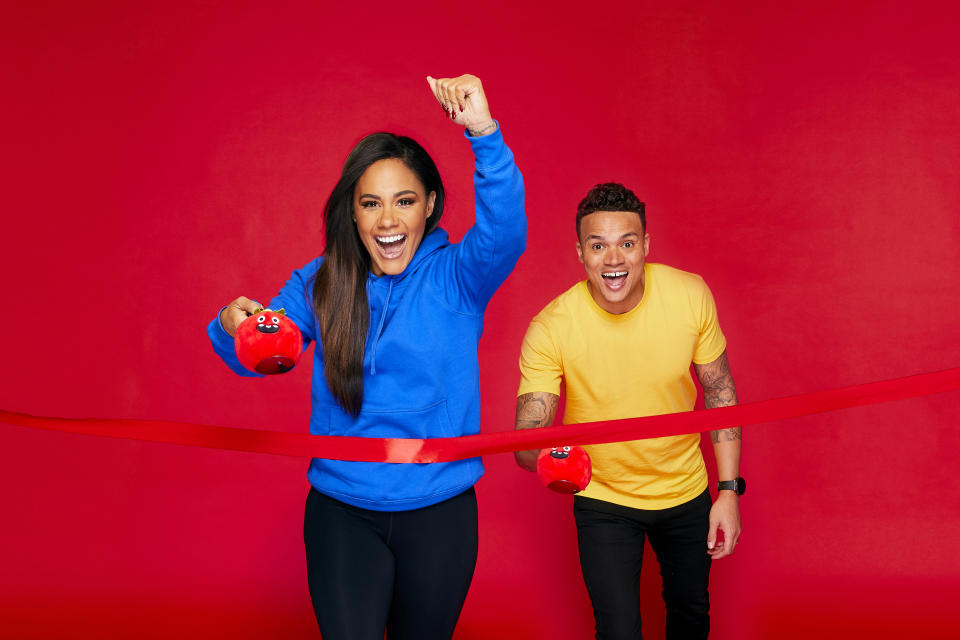 The One ShowÕs Alex Scott and Jermaine Jenas go head-to-head as they compete in the ultimate Red Nose and Spoon Race for Red Nose Day 2021. (photo by Nicky Johnston/Comic Relief)