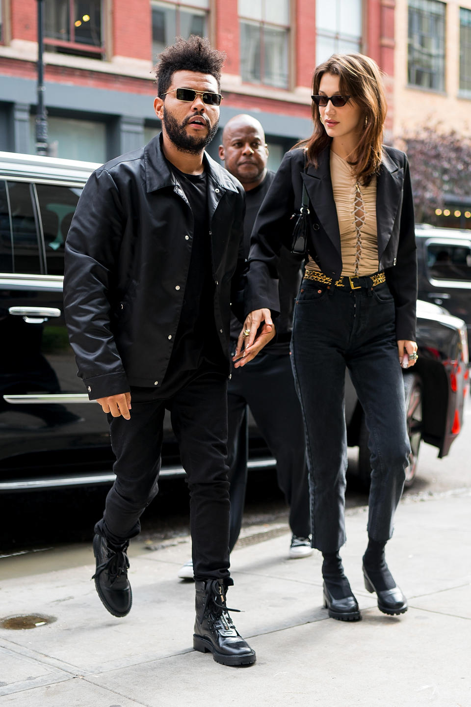 Bella Hadid and The Weeknd have their casual-cool style vibe down pat. They might not always be matchy-matchy (or more than friends), but the overall aesthetic these two share is just plain cool. In this photo, they're seen out in New York City in 2018.