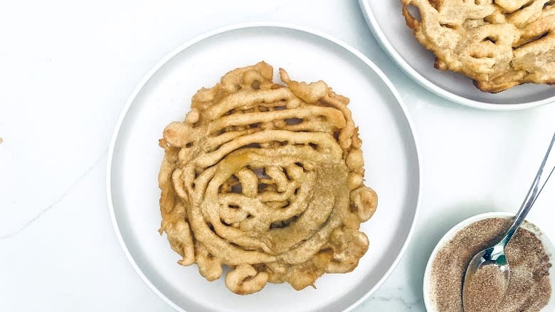 funnel cake out of skillet