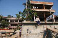 Workers are seen at a hotel construction site at Ngapali beach in Thandwe, Rakhine State, Myanmar February 19, 2019. REUTERS/Ann Wang