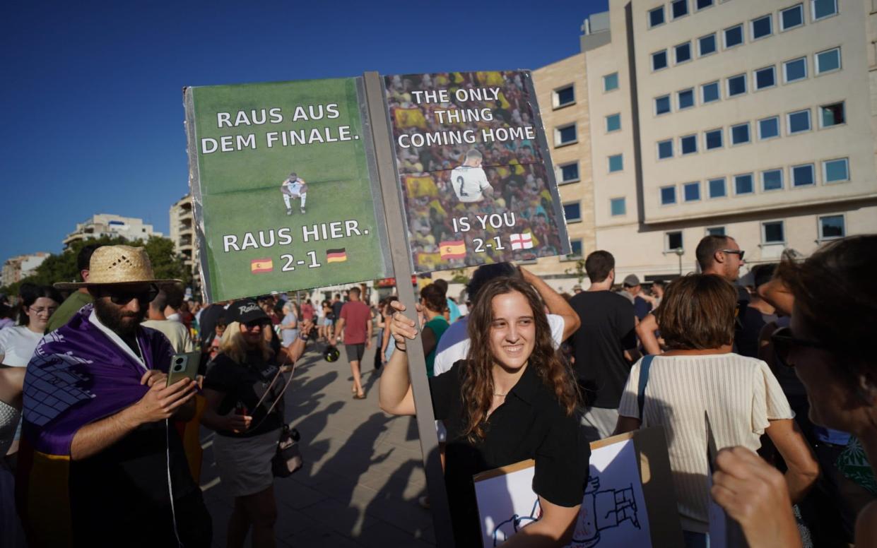 Protestors mock England and Germany's defeats by Spain at Euro 2024