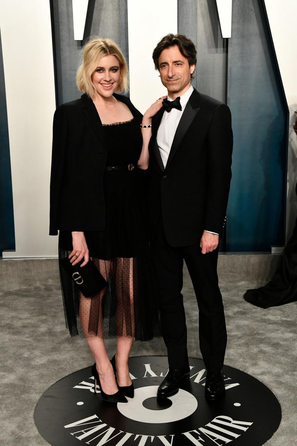 Greta Gerwig and Noah Baumbach attend the 2020 Vanity Fair Oscar Party hosted by Radhika Jones at Wallis Annenberg Center for the Performing Arts on February 09, 2020 (Getty Images)