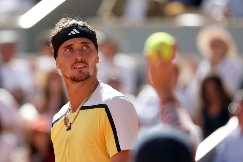 Alexander Zverev (pictured) beat American Marcos Giron in straight sets in a second-round match at Wimbledon on Thursday in London. File Photo by Maya Vidon-White/UPI