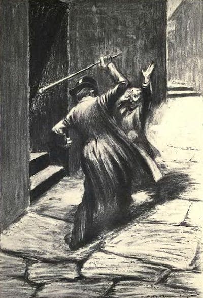 Dibujos de Charles Raymond Macauley para la edición de 1904 de <em>El extraño caso del Dr. Jekyll y el Sr. Hyde</em>. Editorial: Nueva York Scott-Thaw. <a href="https://commons.wikimedia.org/wiki/File:Jekyll.and.Hyde.Ch4.Drawing1.jpg" rel="nofollow noopener" target="_blank" data-ylk="slk:Wikimedia Commons;elm:context_link;itc:0;sec:content-canvas" class="link ">Wikimedia Commons</a>