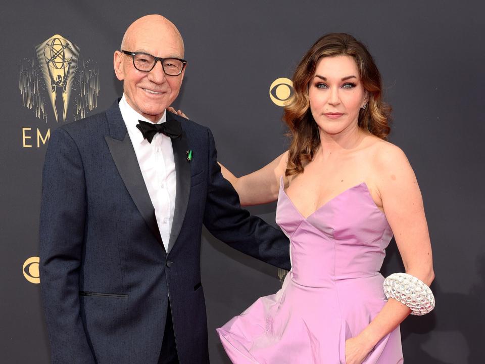 Patrick Stewart and Sunny Ozell attend the 73rd Primetime Emmy Awards at L.A. LIVE on September 19, 2021 in Los Angeles, California